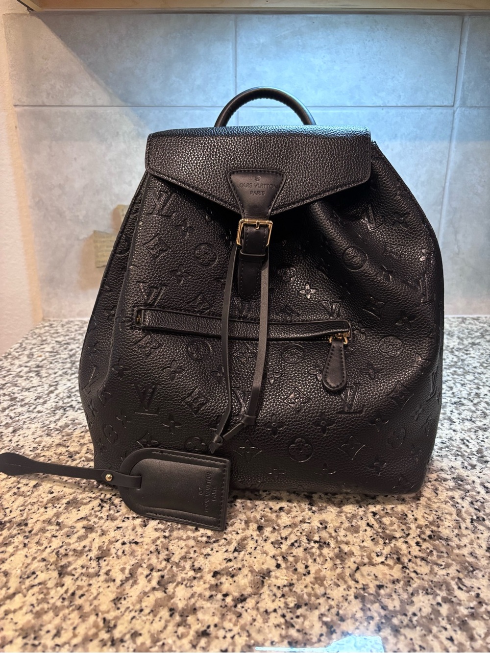 Black Embossed Fashion Backpack